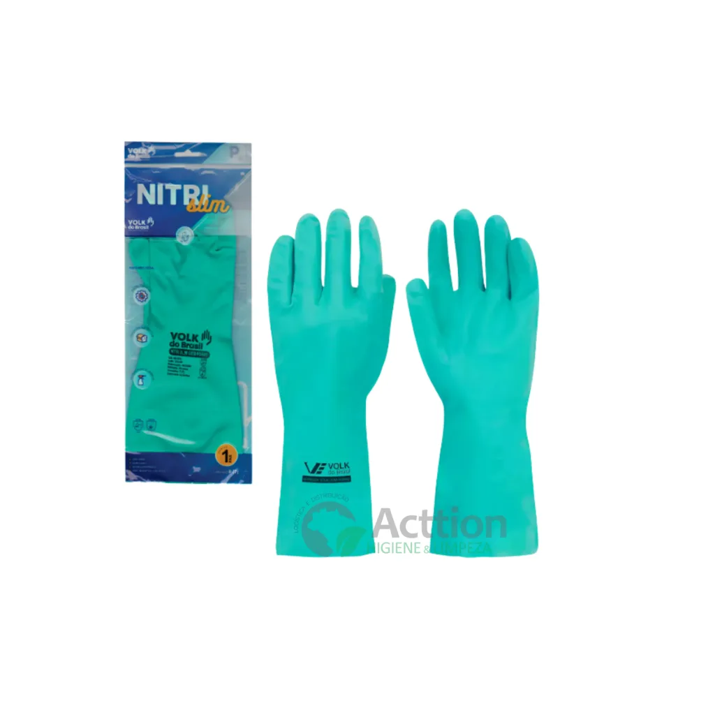 LUVA NITRILICA VD M C/FORRO SLIM VOLK CA