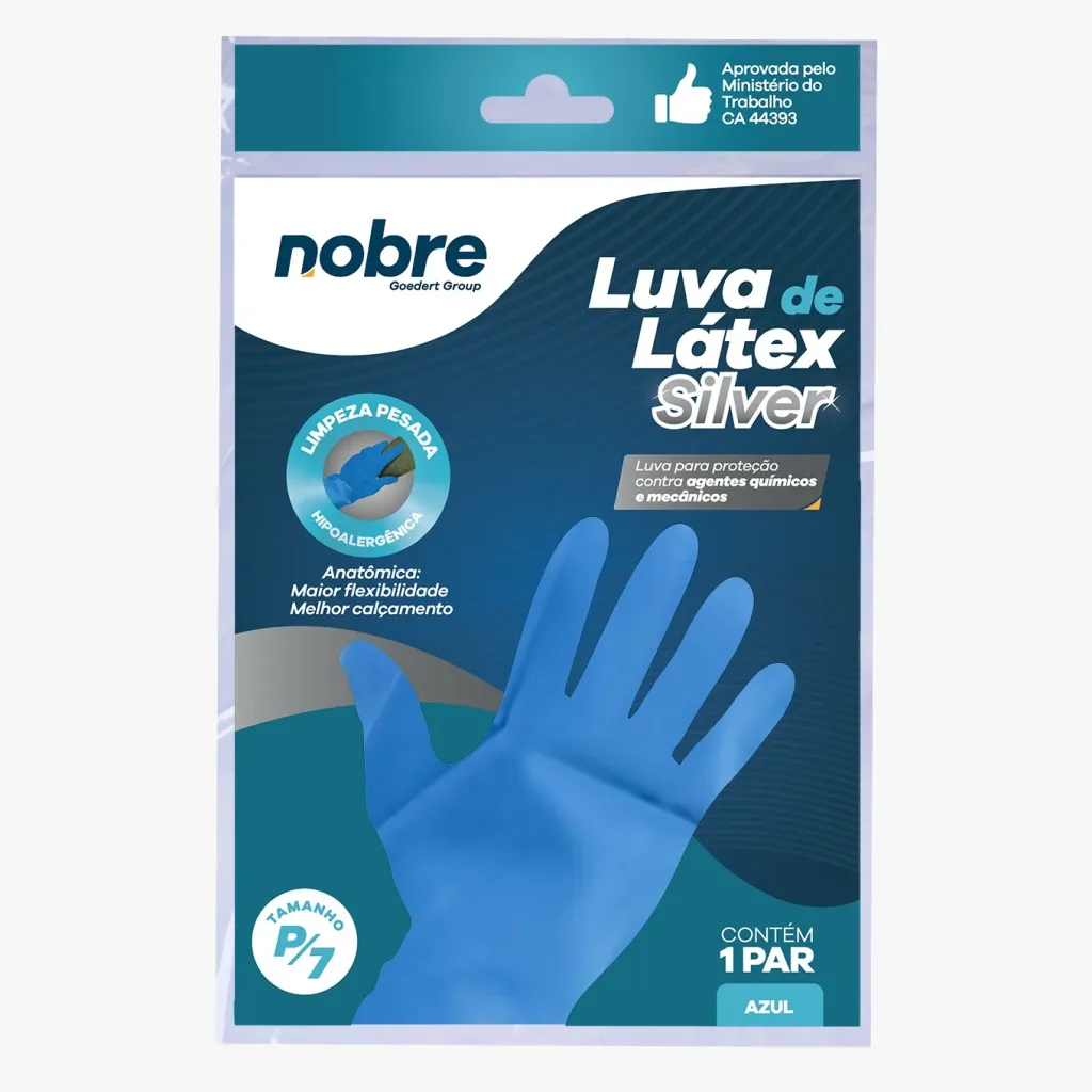 LUVA LATEX AZ P SILVER NOBRE