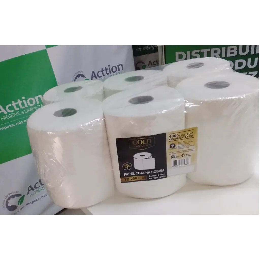 PAPEL TOALHA BOBINA 6X19X200MT 26GR GOLD PREMIUM