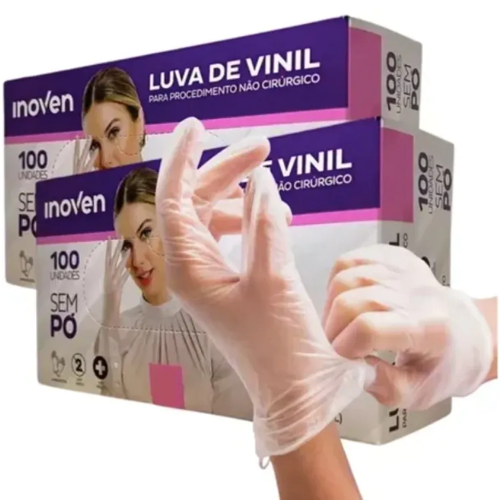 LUVA VINIL PROC M S/PO CX100 INOVEN CA 46