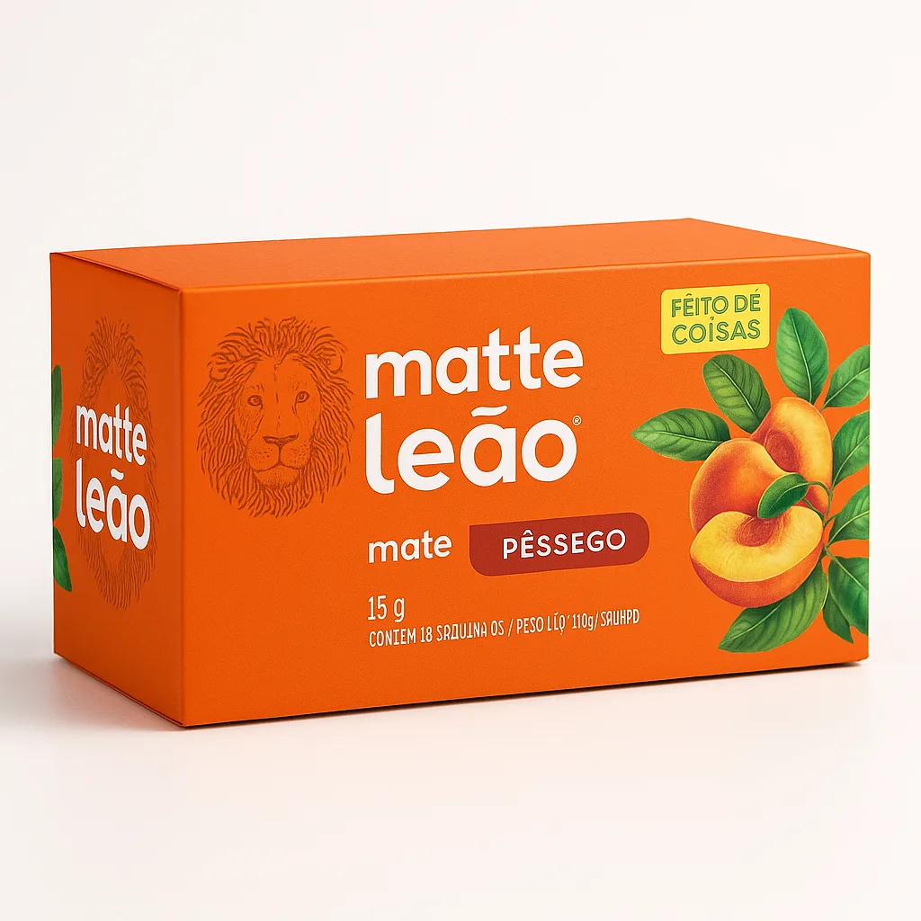 CHA MATTE C/25 SAQ PESSEGO LEAO